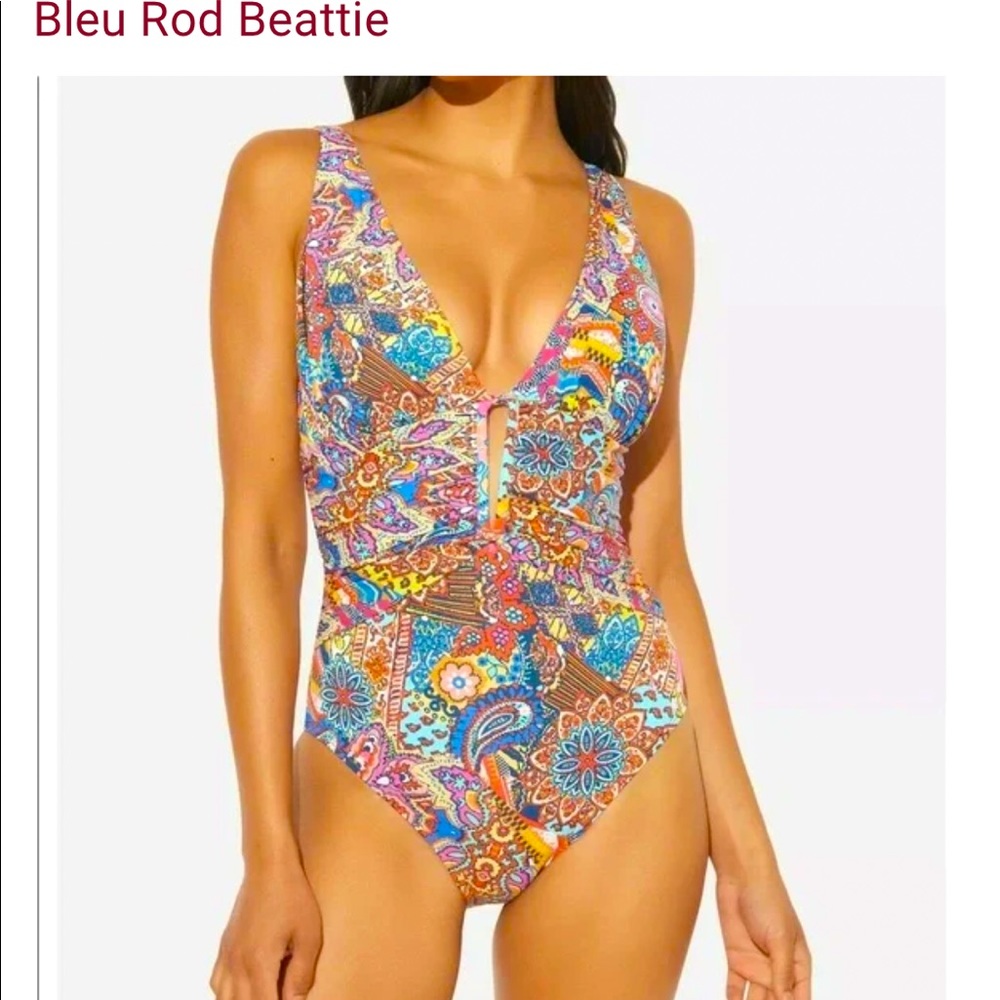 NWT $130 Bleu rod beattie one piece swimming suit Sz 8 gorgeous multicolor!